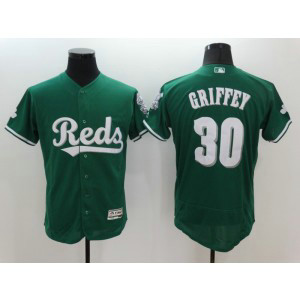 MLB Reds 30 Ken Griffey Jr. Green Flexbase Men Jersey