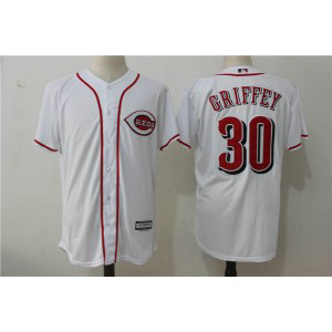 MLB Reds 30 Ken Griffey Jr White Cool Base Men Jersey