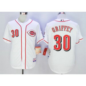 MLB Reds 30 Ken Griffey White Cool Base Men Jersey
