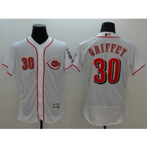 MLB Reds 30 Ken Griffey White Flexbase Men Jersey