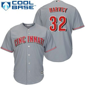 MLB Reds 32 Matt Harvey Gray Cool Base Men Jersey
