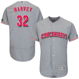 MLB Reds 32 Matt Harvey Gray FlexBase Men Jersey