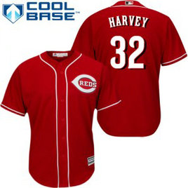 MLB Reds 32 Matt Harvey Red Cool Base Men Jersey