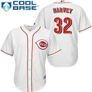MLB Reds 32 Matt Harvey White Cool Base Men Jersey