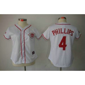 MLB Reds 4 Brandon Phillips White Fashion Women Jersey