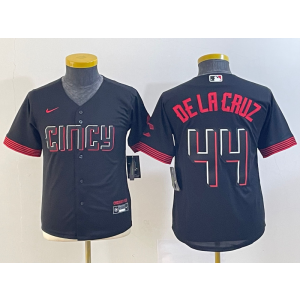 MLB Reds 44 De La Cruz Black 2023 City Connect Nike Cool Base Women Jersey