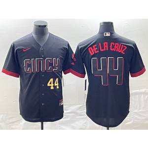MLB Reds 44 De La Cruz Black City Connect Nike Cool Base Men Jersey