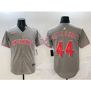 MLB Reds 44 De La Cruz Grey Nike Cool Base Men Jersey