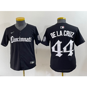 MLB Reds 44 De La Cruz New Black Nike Cool Base Youth Jersey