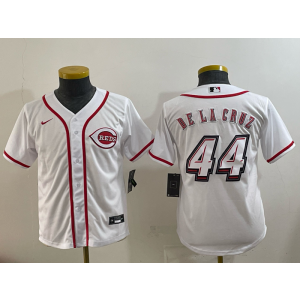 MLB Reds 44 De La Cruz White 2025 Speedway Classic Nike Cool Base Youth Jersey