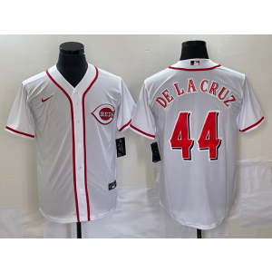 MLB Reds 44 De La Cruz White Nike Cool Base Men Jersey