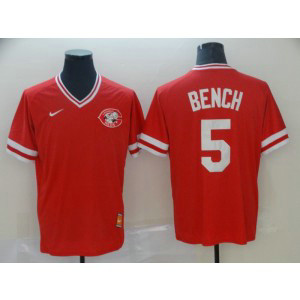 MLB Reds 5 Johnny Bench Red Nike Cooperstown Collection Legend V-Neck Men Jersey