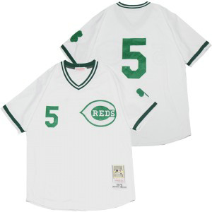 MLB Reds 5 Johnny Bench White St. Patrick's Day Men Jersey