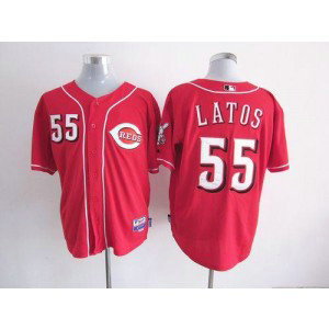 MLB Reds 55 Mat Latos Red Cool Base Men Jersey