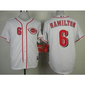 MLB Reds 6 Billy Hamilton White Cool Base Men Jersey