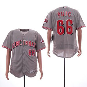 MLB Reds 66 Yasiel Puig Gray Flexbase Men Jersey