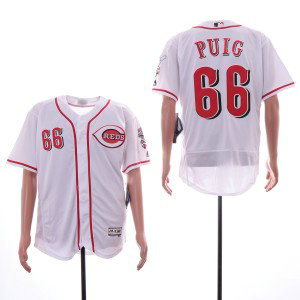 MLB Reds 66 Yasiel Puig White Flexbase Men Jersey