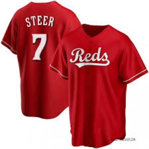 MLB Reds 7 Steer Red Nike Cool Base Men Jersey