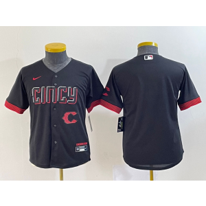 MLB Reds Blank Black 2023 City Connect Nike Cool Base Youth Jersey