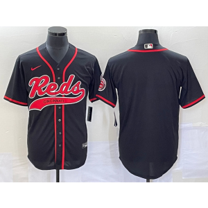MLB Reds Blank Black Baseball Nike Cool Base Men Jersey