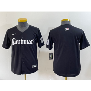 MLB Reds Blank Black New Black Nike Cool Base Youth Jersey