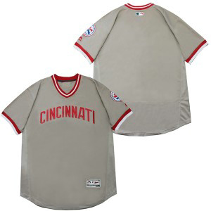 MLB Reds Blank Gray Throwback Men Jersey