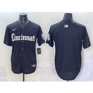 MLB Reds Blank New Black Nike Cool Base Men Jersey