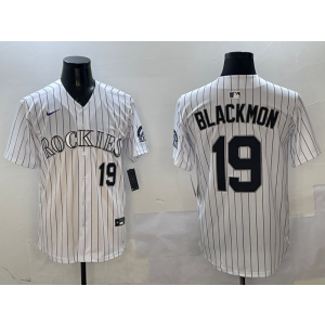 MLB Rockies 19 Charlie Blackmon White Nike Cool Base Men Jersey