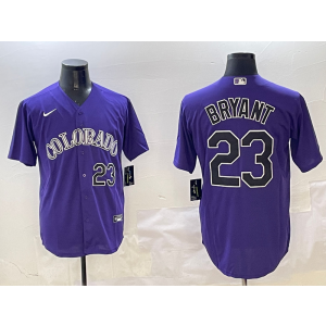 MLB Rockies 23 Kris Bryant Purple Nike Cool Base Men Jersey