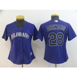 MLB Rockies 28 Nolan Arenado Purple Nike Cool Base Youth Jersey