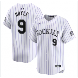 MLB Rockies 9 Brenton Doyle White Nike Cool Base Men Jersey
