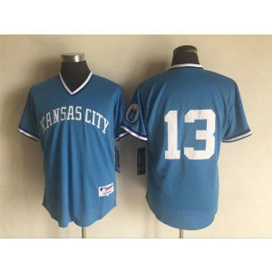 MLB Royals 13 Salvador Perez Light Blue Men Jersey