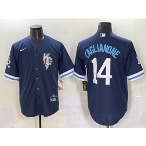 MLB Royals 14 Caglianone Blue City Nike Cool Base Men Jersey