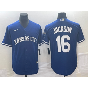 MLB Royals 16 Bo Jackson Blue Nike Cool Base Men Jersey