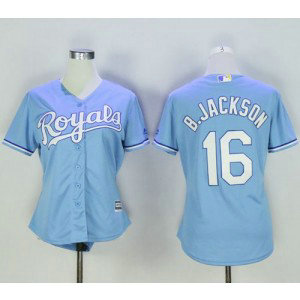 MLB Royals 16 Bo Jackson Light Blue Women Jersey