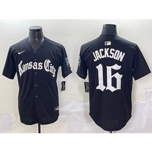 MLB Royals 16 Bo Jackson New Black Nike Cool Base Men Jersey