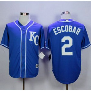 MLB Royals 2 Alcides Escobar Blue Alternate 2 New Cool Base Men Jersey