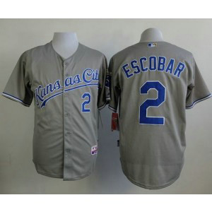 MLB Royals 2 Alcides Escobar Grey Cool Base Men Jersey