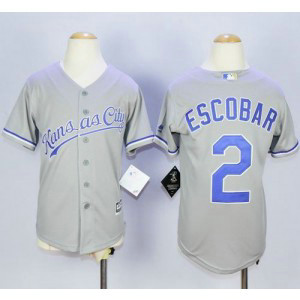 MLB Royals 2 Alcides Escobar Grey Cool Base Youth Jersey