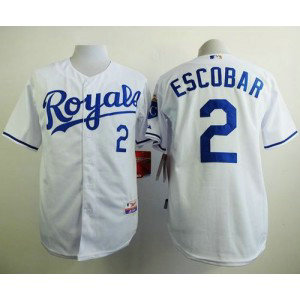 MLB Royals 2 Alcides Escobar White Cool Base Men Jersey