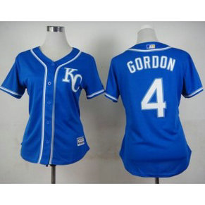 MLB Royals 4 Alex Gordon Blue Alternate 2 Women Jersey