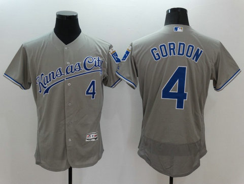 MLB Royals 4 Alex Gordon Grey Flexbase Jersey