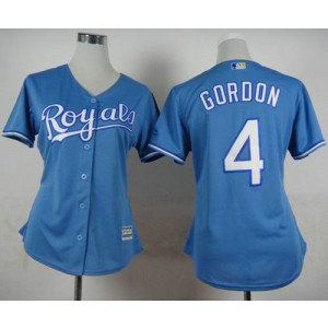MLB Royals 4 Alex Gordon Light Blue Alternate 1 Women Jersey