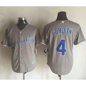 MLB Royals 4 Alex Gordon New Grey Cool Base Men Jersey