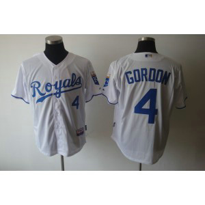 MLB Royals 4 Alex Gordon White Cool Base Men Jersey