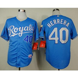 MLB Royals 40 Kelvin Herrera Light Blue Alternate Cool Base Men Jersey