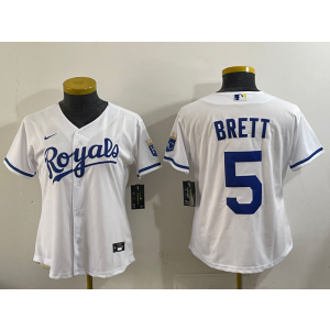 MLB Royals 5 Brett White Nike Cool Base Women Jersey