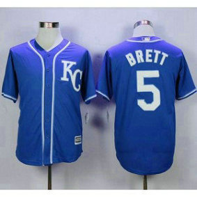 MLB Royals 5 George Brett Blue Alternate 2 New Cool Base Men Jersey