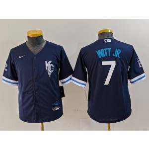 MLB Royals 7 Bobby Witt Blue Nike Cool Base Youth Jersey