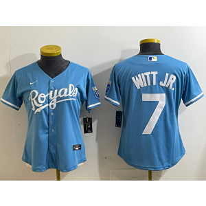 MLB Royals 7 Bobby Witt Jr. Blue Nike Cool Base Youth Jersey